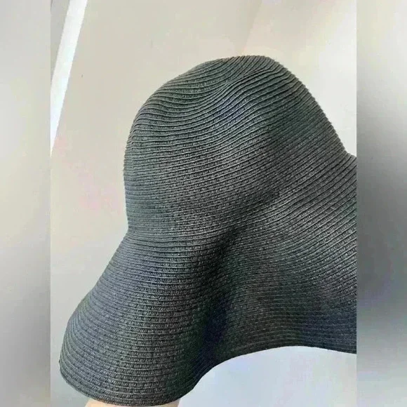 Joe Fresh Women’s Black Paper Polyester Large Euro Summer Coastal Sun Hat - Picture 6 of 8